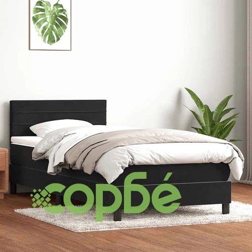 Луксозно Боксспринг Легло с Матрак, Черно Кадифе, 80x220 см, LED Осветление ➤ топ цена ➤ sorbe.bg