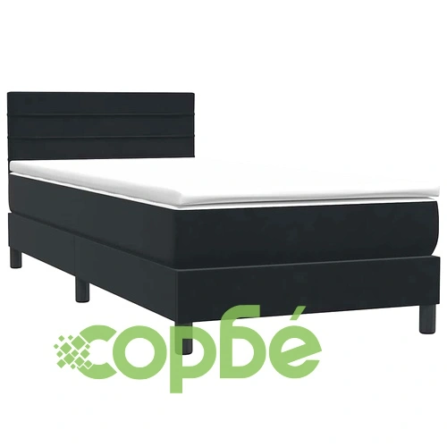 Луксозно Боксспринг Легло с Матрак, Черно Кадифе, 80x220 см, LED Осветление ➤ топ цена ➤ sorbe.bg