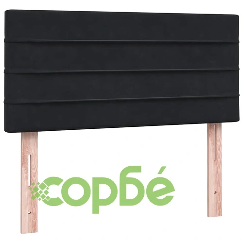 Луксозно Боксспринг Легло с Матрак, Черно Кадифе, 80x220 см, LED Осветление ➤ топ цена ➤ sorbe.bg