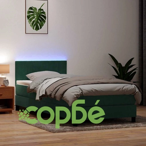 Box Spring легло с матрак 80x210 cm - Тъмнозелено кадифе ➤ топ цена ➤ sorbe.bg