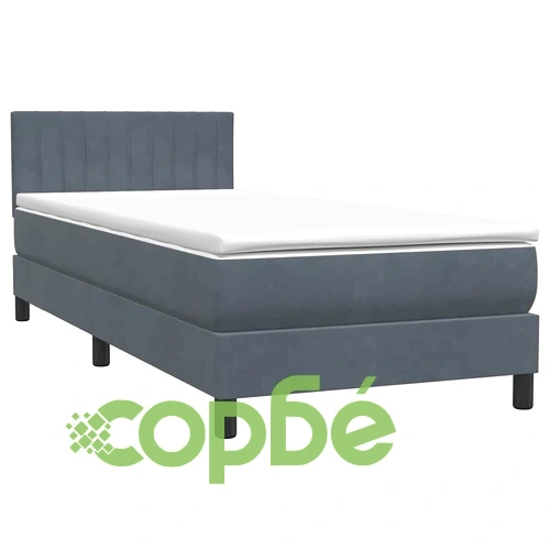 Боксспринг легло с матрак 90x220 см, тъмносиво кадифе ➤ топ цена ➤ sorbe.bg