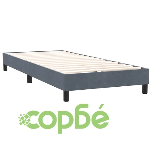 Боксспринг легло с матрак 90x220 см, тъмносиво кадифе ➤ топ цена ➤ sorbe.bg