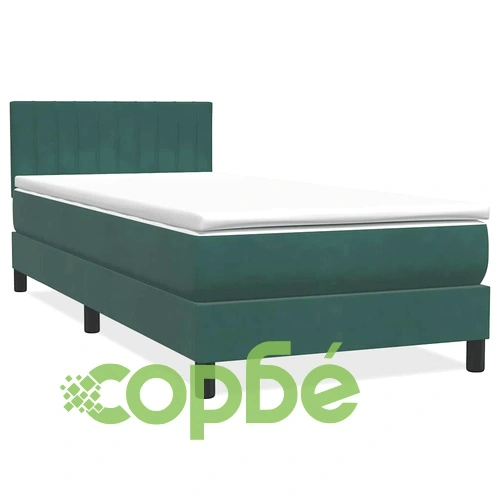 Box Spring легло с матрак 90x220 cm от кадифе в тъмнозелено ➤ топ цена ➤ sorbe.bg