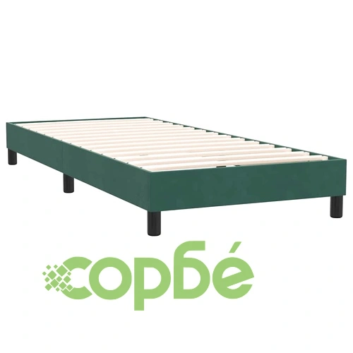 Box Spring легло с матрак 90x220 cm от кадифе в тъмнозелено ➤ топ цена ➤ sorbe.bg