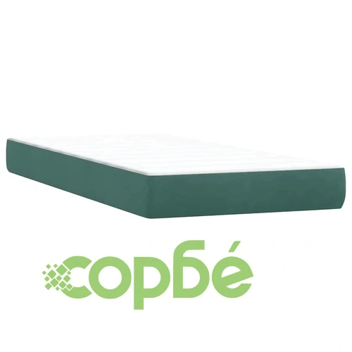 Box Spring легло с матрак 90x220 cm от кадифе в тъмнозелено ➤ топ цена ➤ sorbe.bg