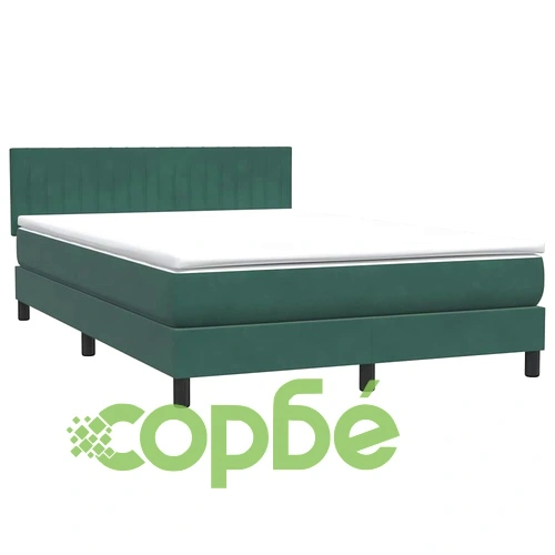 Боксспринг легло с матрак от кадифе, тъмнозелено, 140x220 см ➤ топ цена ➤ sorbe.bg