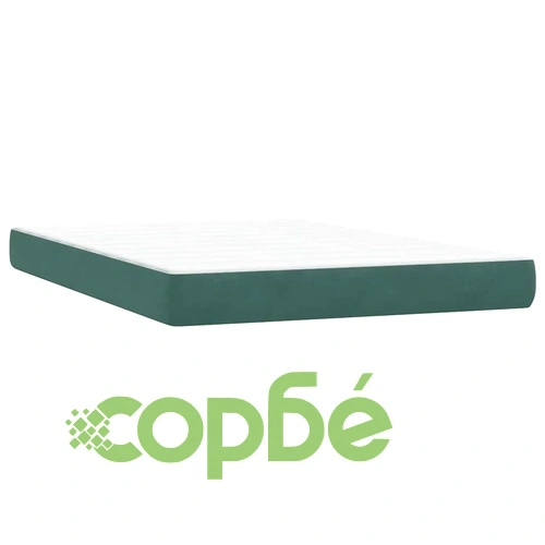 Боксспринг легло с матрак от кадифе, тъмнозелено, 140x220 см ➤ топ цена ➤ sorbe.bg