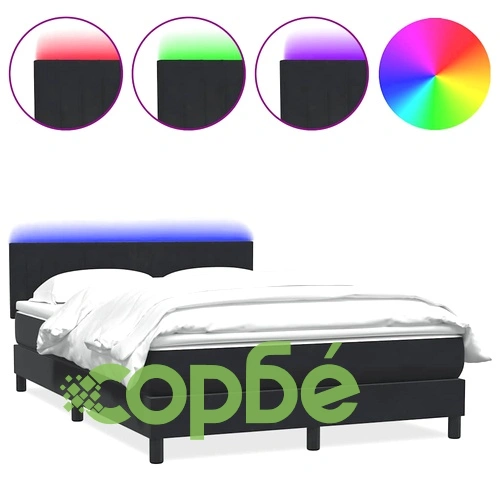 Боксспринг легло с матрак и LED осветление, черно кадифе, 160x220 см ➤ топ цена ➤ sorbe.bg