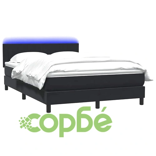 Боксспринг легло с матрак и LED осветление, черно кадифе, 160x220 см ➤ топ цена ➤ sorbe.bg