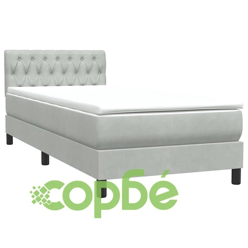 Боксспринг легло с матрак, 80x210 см, светлосиво кадифе ➤ топ цена ➤ sorbe.bg