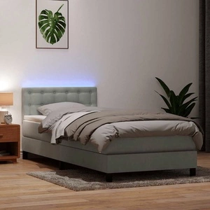 Боксспринг легло с матрак от кадифе, светлосиво, 80x220 см