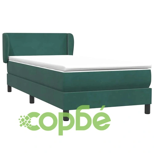 Луксозно Box Spring Легло с Матрак 80x210 cm - Тъмнозелено Кадифе ➤ топ цена ➤ sorbe.bg