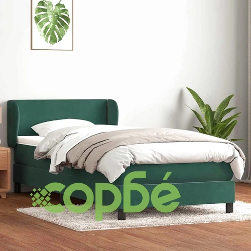 Луксозно Box Spring Легло с Матрак 80x210 cm - Тъмнозелено Кадифе ➤ топ цена ➤ sorbe.bg