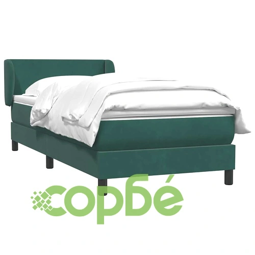 Луксозно Box Spring Легло с Матрак 80x210 cm - Тъмнозелено Кадифе ➤ топ цена ➤ sorbe.bg