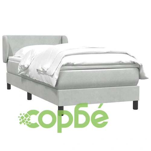 Боксспринг легло с матрак от кадифе, светлосиво, 80x220 см ➤ топ цена ➤ sorbe.bg