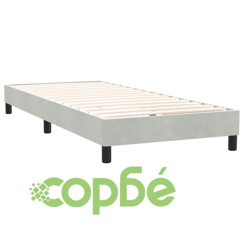 Боксспринг легло с матрак от кадифе, светлосиво, 80x220 см ➤ топ цена ➤ sorbe.bg