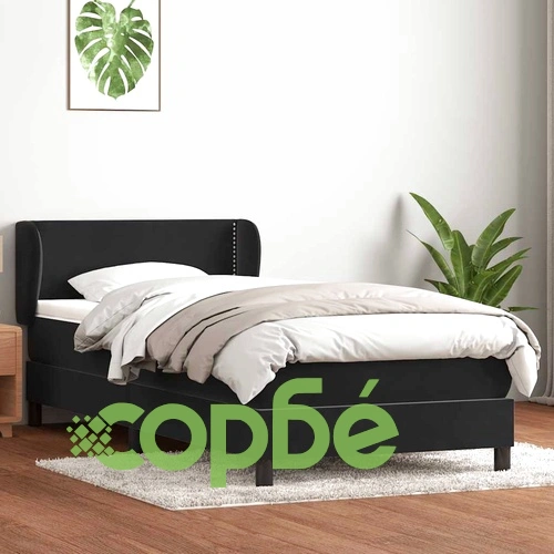 Боксспринг легло с матрак от кадифе, черно, 80x210 см ➤ топ цена ➤ sorbe.bg