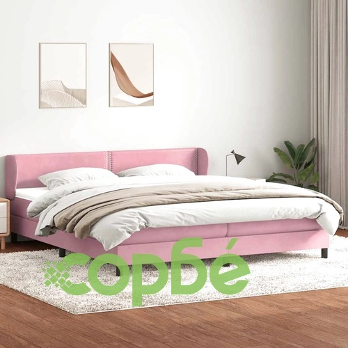 Box Spring легло с матраци Розово 180x210 cm Кадифе ➤ топ цена ➤ sorbe.bg