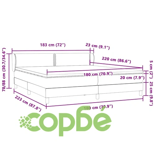Луксозно Боксспринг Легло с Матраци, Черно Кадифе, 180x220 см ➤ топ цена ➤ sorbe.bg