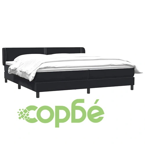 Луксозно Боксспринг Легло с Матраци, Черно Кадифе, 180x220 см ➤ топ цена ➤ sorbe.bg