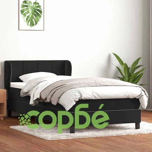 Луксозно Боксспринг Легло с Матрак от Кадифе, Черно, 80x210 см ➤ топ цена ➤ sorbe.bg