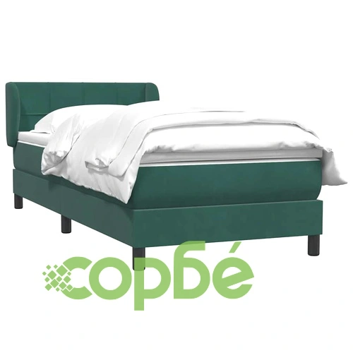 Луксозно Box Spring Легло с Матрак от Кадифе - Тъмнозелено 80x210 см ➤ топ цена ➤ sorbe.bg