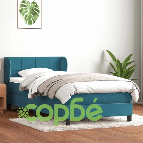Луксозно Боксспринг Легло с Матрак и Топер, Тъмносиньо Кадифе, 80x210 см ➤ топ цена ➤ sorbe.bg