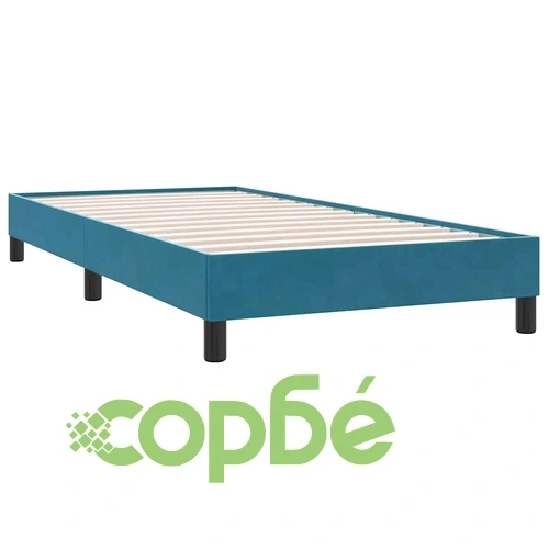 Луксозно Боксспринг Легло с Матрак и Топер, Тъмносиньо Кадифе, 80x210 см ➤ топ цена ➤ sorbe.bg