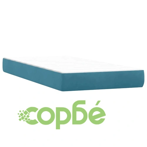 Луксозно Боксспринг Легло с Матрак и Топер, Тъмносиньо Кадифе, 80x210 см ➤ топ цена ➤ sorbe.bg