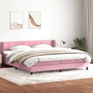 Луксозно Box Spring легло с матраци от кадифе, Розово, 180x210 см