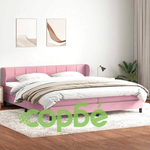 Луксозно Box Spring легло с матраци от кадифе, Розово, 180x210 см ➤ топ цена ➤ sorbe.bg