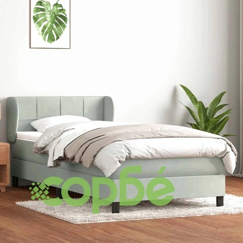 Луксозно Боксспринг Легло с Матрак от Кадифе, Светлосиво, 90x220 см ➤ топ цена ➤ sorbe.bg