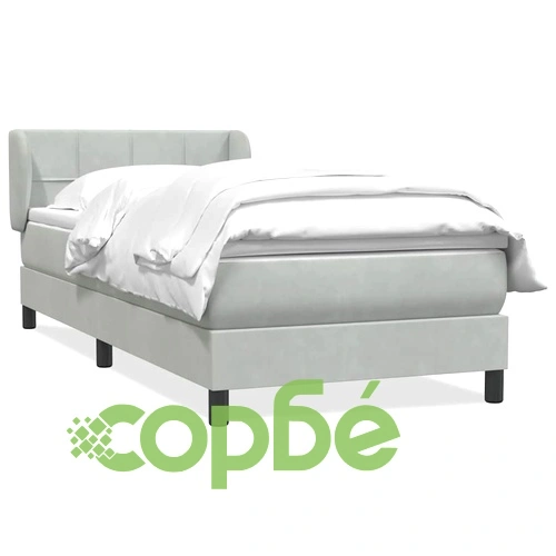 Луксозно Боксспринг Легло с Матрак от Кадифе, Светлосиво, 90x220 см ➤ топ цена ➤ sorbe.bg