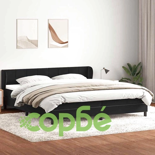 Луксозно Боксспринг Легло с Матраци от Кадифе, Черно, 180x220 см ➤ топ цена ➤ sorbe.bg