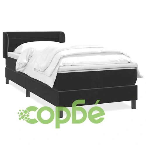 Луксозно Боксспринг Легло с Джобен Матрак, Черно Кадифе, 80x210 см ➤ топ цена ➤ sorbe.bg