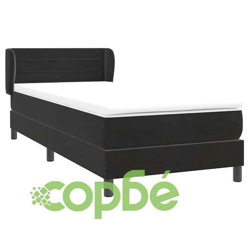 Луксозно Боксспринг Легло с Джобен Матрак, Черно Кадифе, 80x210 см ➤ топ цена ➤ sorbe.bg