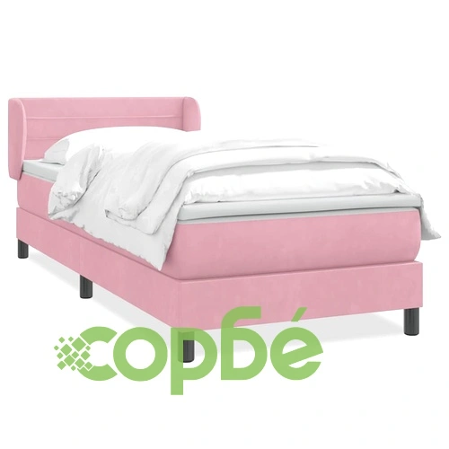 Луксозно Боксспринг Легло с Матрак от Кадифе, Розово, 80x210 см ➤ топ цена ➤ sorbe.bg