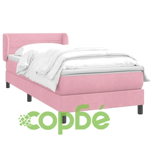 Луксозно Боксспринг Легло с Матрак от Кадифе, Розово, 80x210 см ➤ топ цена ➤ sorbe.bg