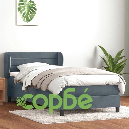 Луксозно Боксспринг Легло с Матрак от Кадифе, Тъмносиво, 80x220 см ➤ топ цена ➤ sorbe.bg