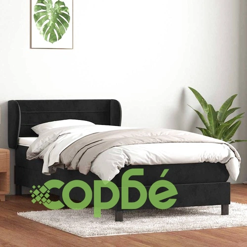 Луксозно Боксспринг Легло с Матрак от Кадифе, Черно, 80x220 см ➤ топ цена ➤ sorbe.bg