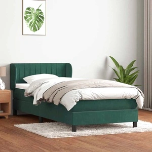 Луксозно Box Spring легло с матрак от кадифе, тъмнозелено, 80x210 см