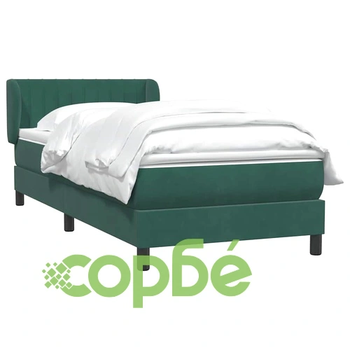 Луксозно Box Spring легло с матрак от кадифе, тъмнозелено, 80x210 см ➤ топ цена ➤ sorbe.bg