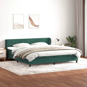 Луксозно Box Spring легло с матраци от кадифе - Тъмно зелено 200x210 cm
