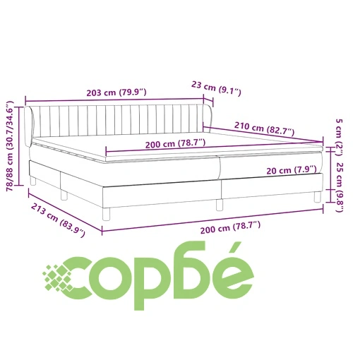 Луксозно Box Spring легло с матраци от кадифе - Тъмно зелено 200x210 cm ➤ топ цена ➤ sorbe.bg