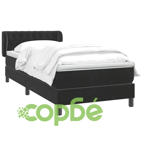 Луксозно Боксспринг Легло с Матрак от Кадифе, Черно, 90x210 см ➤ топ цена ➤ sorbe.bg