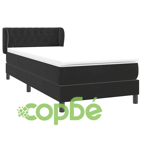 Луксозно Боксспринг Легло с Матрак от Кадифе, Черно, 90x210 см ➤ топ цена ➤ sorbe.bg