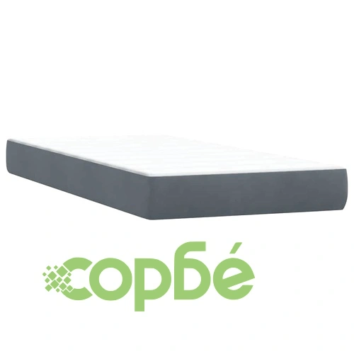Луксозно Боксспринг Легло с Матрак, Тъмносиво, 80x220 см, Кадифена Тапицерия ➤ топ цена ➤ sorbe.bg