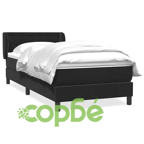 Луксозно Боксспринг Легло с Матрак, 90x210 см, Черно Кадифе ➤ топ цена ➤ sorbe.bg