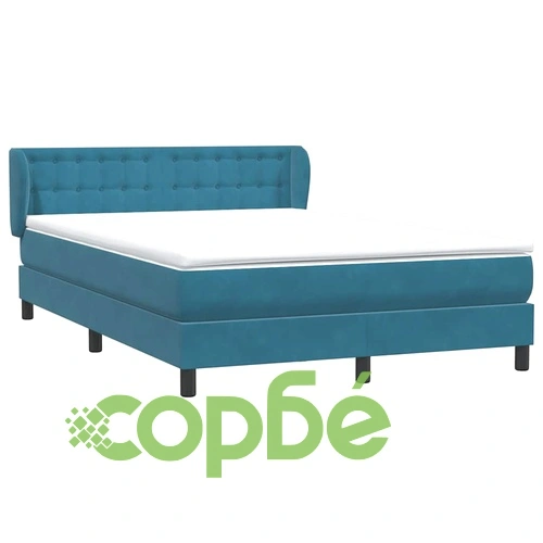 Боксспринг легло с матрак кадифе тъмносиньо 160x210 см с регулируема табла ➤ топ цена ➤ sorbe.bg