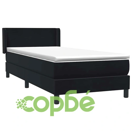 Боксспринг легло с матрак от кадифе, черно, 80x220 cm ➤ топ цена ➤ sorbe.bg